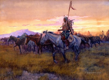アメリカインディアン Painting - 盗まれた馬その 3 詳細 1911 チャールズ マリオン ラッセル アメリカン インディアン